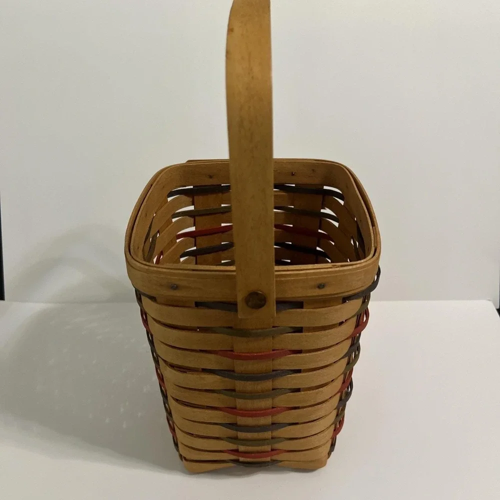 Vintage 1996 Longaberger‎ Large Peg Basket with Moveable Handle Red Green Blue